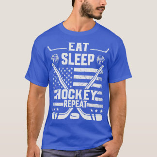 Eat Ssov Hockey Repeat Distress American Flagga H T Shirt