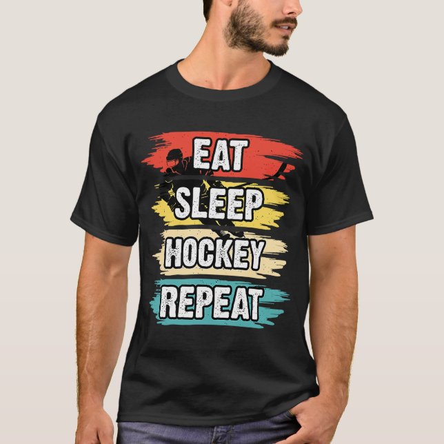 Eat Ssov Hockey Repeat Funny Ice Hockey Frisbee L T Shirt (Framsida)