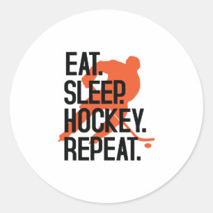 Eat Ssov Hockey Repeat Funny Sports Hockey Runt Klistermärke