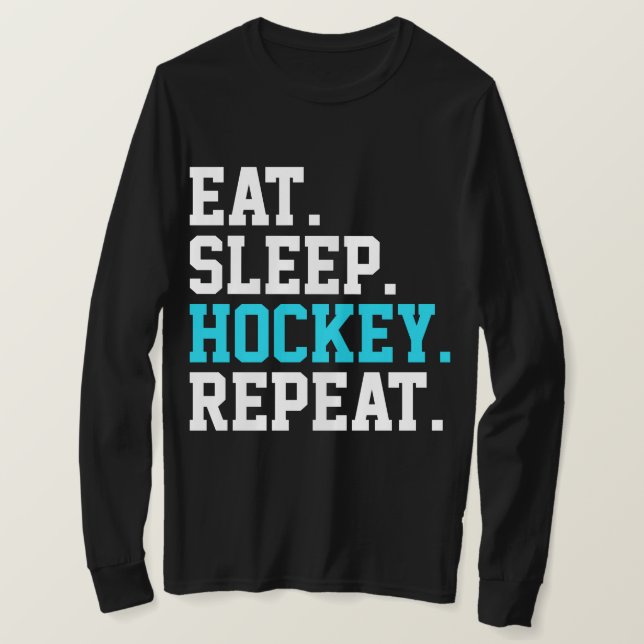 Eat Ssov Hockey Repeat -Hockey Älskare T Shirt (Design framsida)