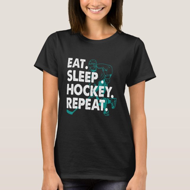 Eat Ssov Hockey Repeat Hockey Kids Youth Women T Shirt (Framsida)