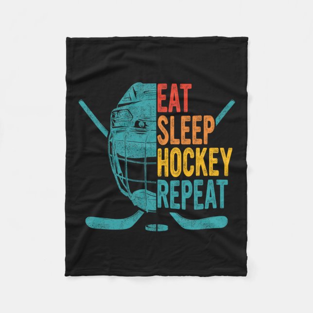 Eat Ssov Hockey Repeat Hockey Roligt Ice Hockey Fleecefilt (Framsidan)