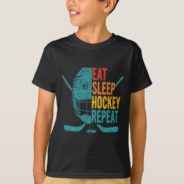 Eat Ssov Hockey Repeat Hockey Roligt Ice Hockey T Shirt (Framsida)