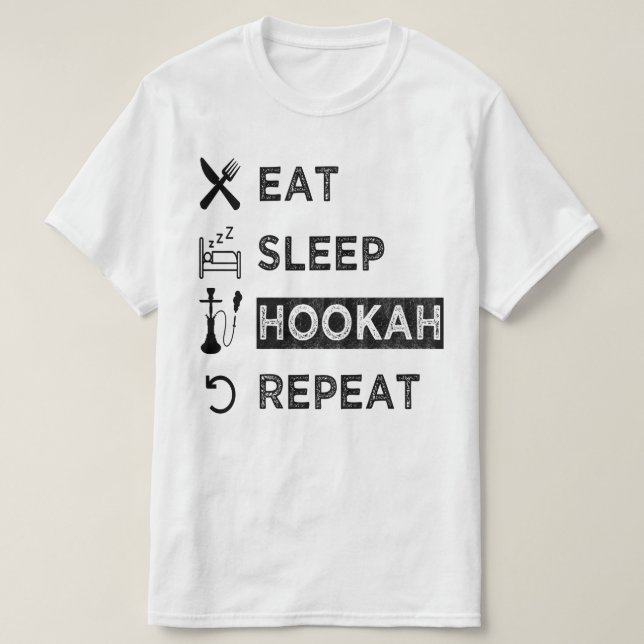 Eat Ssov Hookah Repeat , Funny Hookah Älskare T Shirt (Design framsida)