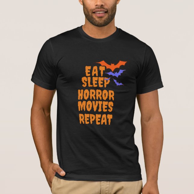 Eat Ssov Horror Movies Tee, Creepy Halloween Fläkt T Shirt (Framsida)