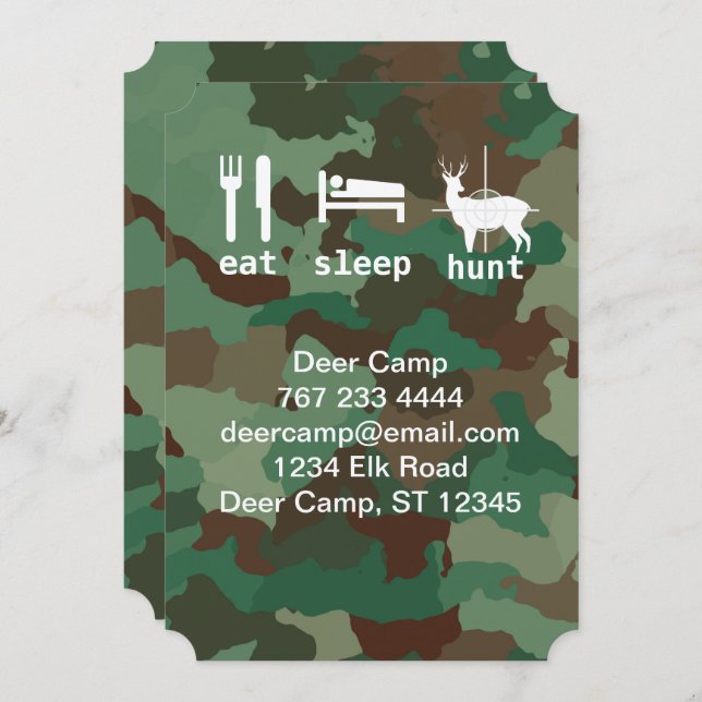 Eat Ssov Hunt Hunting Camouflage Stationery Inbjudningar (Fram/baksida)