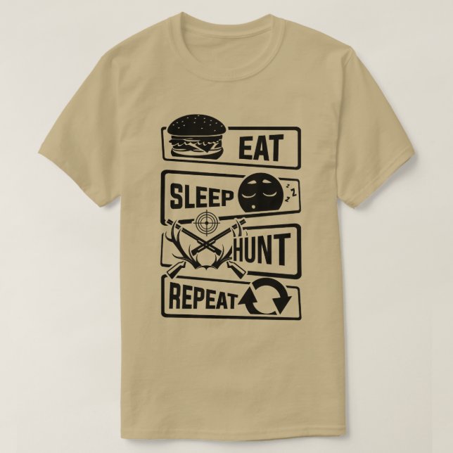 Eat Ssov Hunt Upprepa jaktjägare T Shirt (Design framsida)