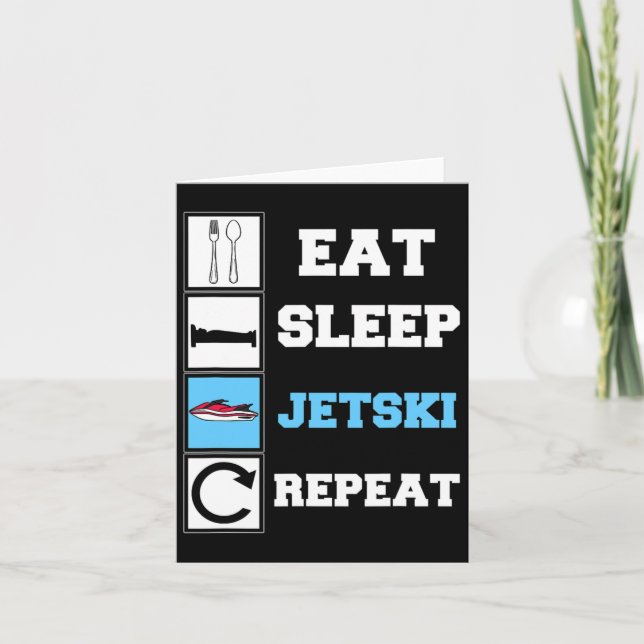 Eat Ssov Jetski Repeat Funny Jet Ski Kort (Framsida)