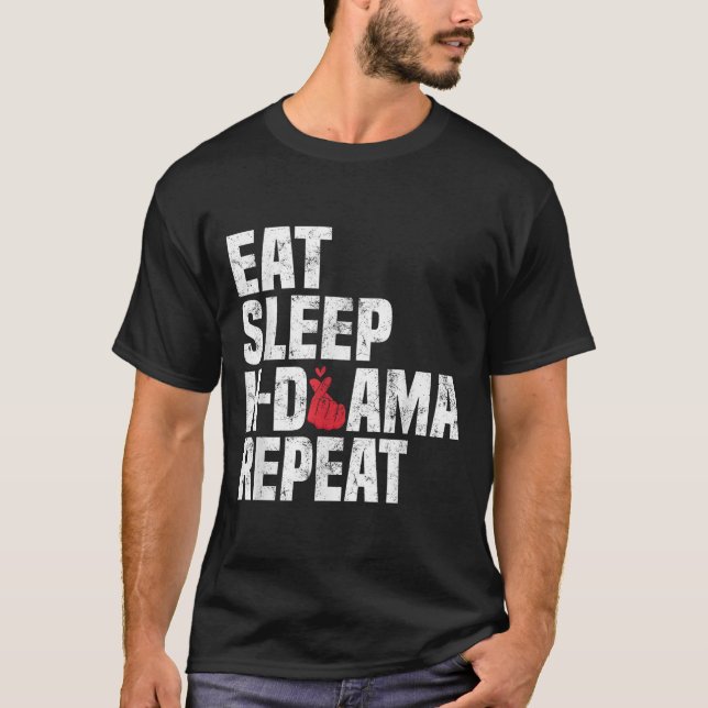 Eat Ssov Kdrama Repeat Funny Koreanovela Koreanskt T Shirt (Framsida)