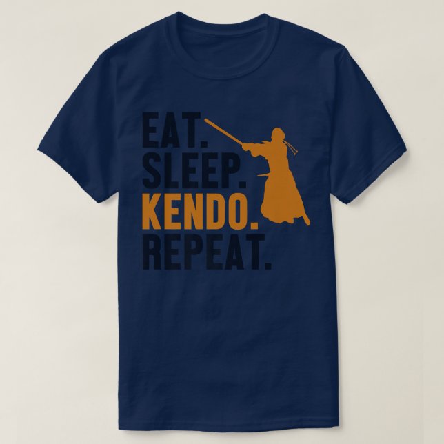 Eat Ssov Kendo Repeat Kata Kenjusu Shinai Samurai T Shirt (Design framsida)