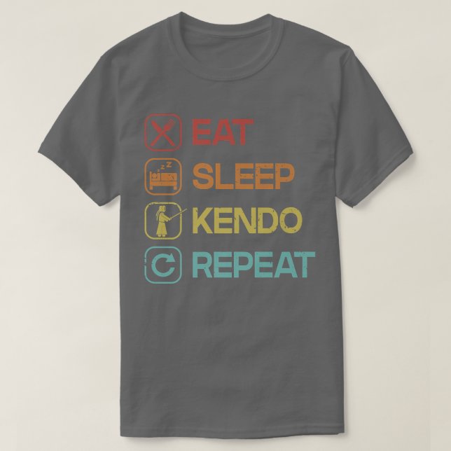 Eat Ssov Kendo Repeat Kenjusu Kata Shinai Samurai T Shirt (Design framsida)