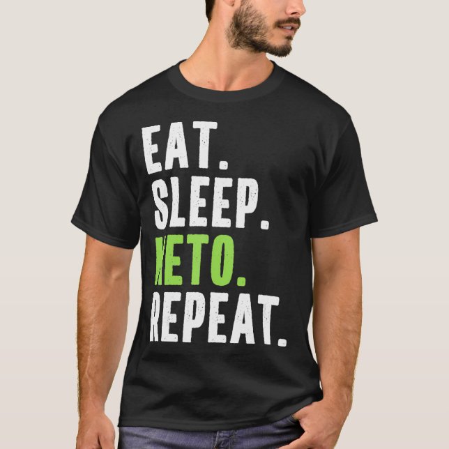 Eat Ssov Keto Repeat Funny Quote Vegan Ketosis Ke T Shirt (Framsida)