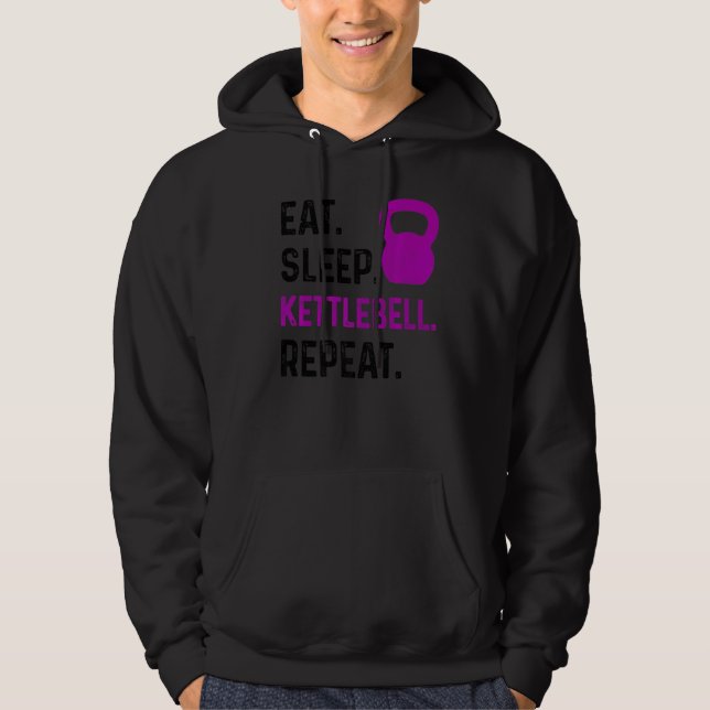 Eat Ssov Kettlebell Repeat Fitness Gym Hoodie (Framsida)
