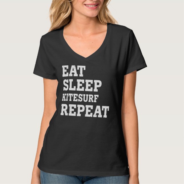 Eat Ssov Kitesurf Repeat Sarkastic T Shirt (Framsida)