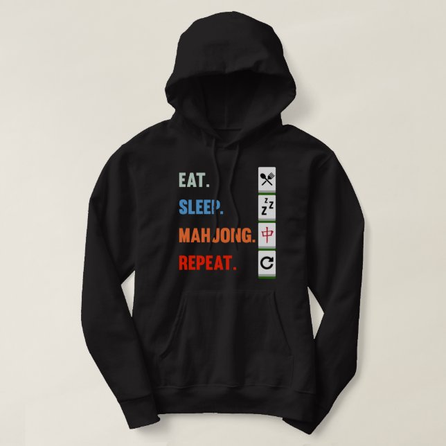 Eat Ssov Mahjong Repeat Mahjong Game Player Games Hoodie (Design framsida)