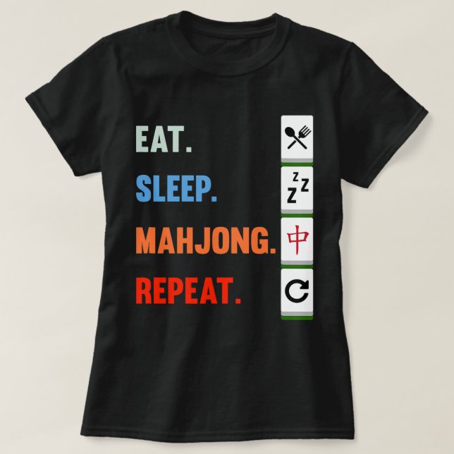 Eat Ssov Mahjong Repeat Mahjong Game Player Games T Shirt (Design framsida)