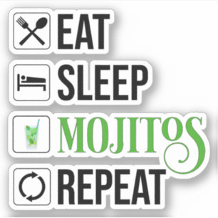 Eat Ssov Mojitos Repeat Klistermärken
