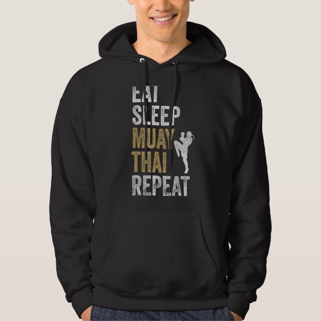 Eat Ssov Muay Thai Repeat Muay Thai Hoodie (Framsida)