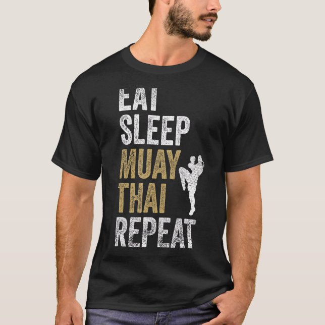 Eat Ssov Muay Thai Repeat Muay Thai T Shirt (Framsida)