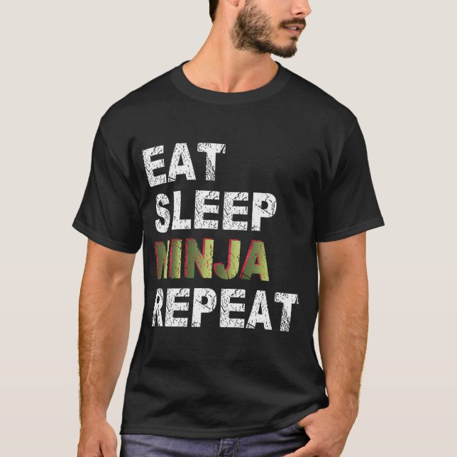 Eat Ssov Ninja Repeat T Shirt (Framsida)
