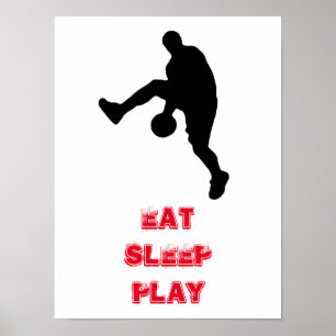 Eat Ssov Play Basketball Player Silhouette Poster