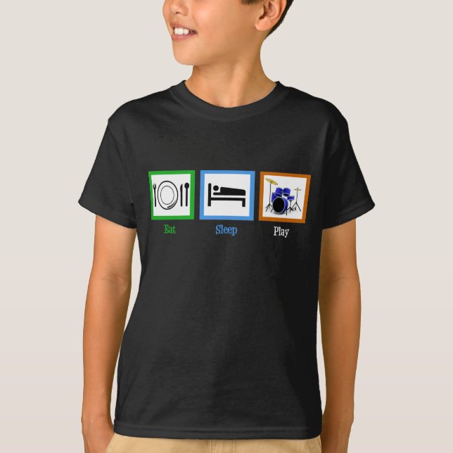 Eat Ssov Play Drumds Kids T-shirt (Framsida)