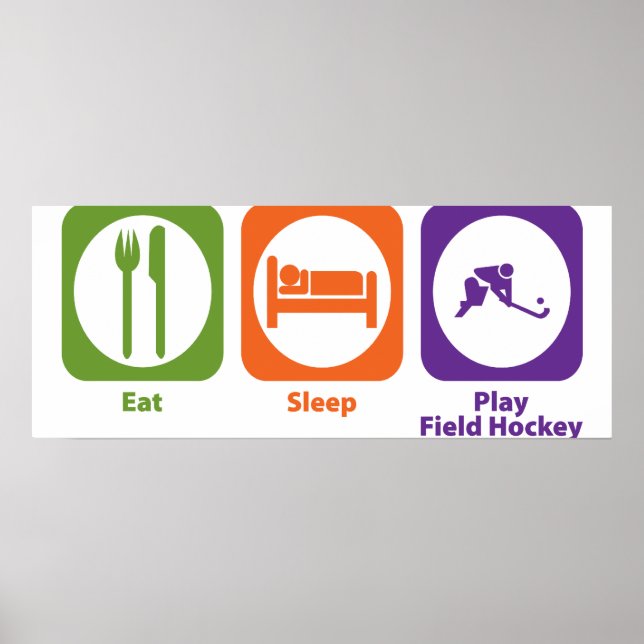 Eat Ssov Play Fält Hockey Poster (Framsidan)