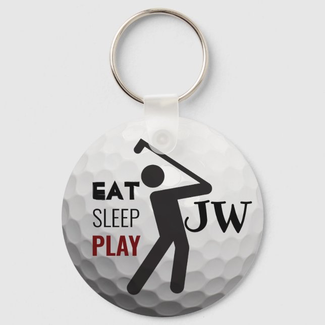 Eat Ssov Play Personlig Golf Boll Nyckelring (Framsida)