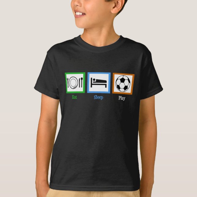 Eat Ssov Play Soccer Funny Futbol Kids Tröja (Framsida)