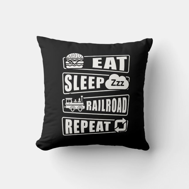 Eat Ssov Railroad Repeat Steam Tåg Kudde (Framsida)