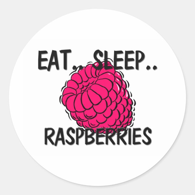 Eat Ssov RASPBERRIES Runt Klistermärke (Framsida)