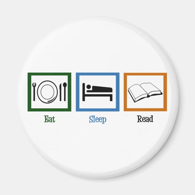 Eat Ssov Read Bokar Funny Bookworm Magnet (Framsidan)