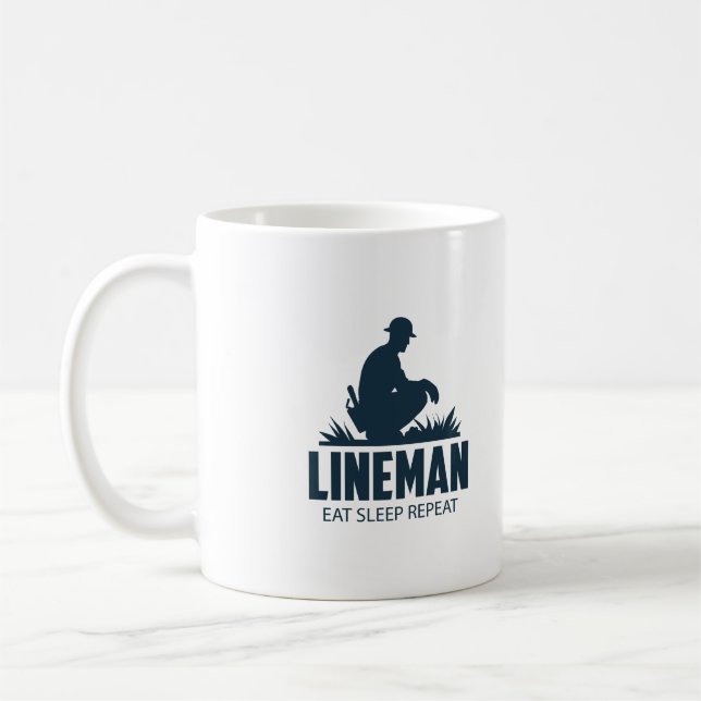 Eat Ssov Repeat lineman Pappa Funny present Kaffemugg (Vänster)