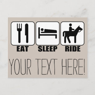 Eat Ssov Ride a Horse Equestrian Vykort