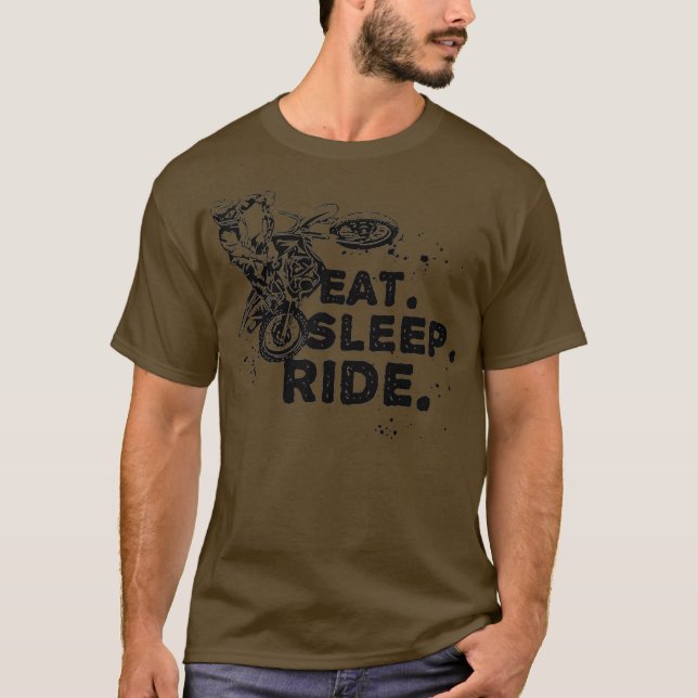 Eat Ssov Ride Motocross Dirtcycle Enduro Moto T Shirt (Framsida)