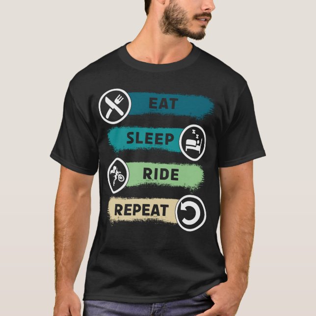 Eat Ssov Ride Repeat Motorcykel Funny Biker Rider T Shirt (Framsida)
