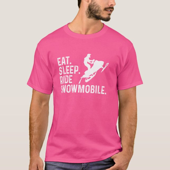 Eat Ssov Ride Snowmobile Funny Motor Sled Snowmob T Shirt (Framsida)