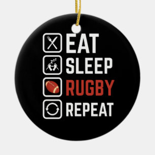 Eat Ssov Rugby Repeat Sport Gift Julgransprydnad Keramik