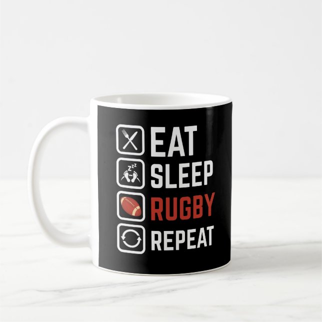 Eat Ssov Rugby Repeat Sport Gift Kaffemugg (Vänster)