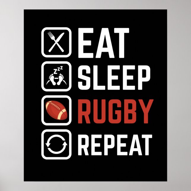 Eat Ssov Rugby Repeat Sport Gift Poster (Framsidan)