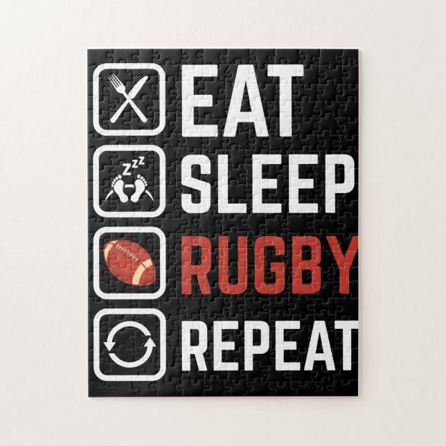 Eat Ssov Rugby Repeat Sport Gift Pussel (Vertikal)