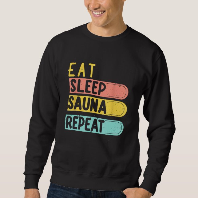 Eat Ssov Sauna Repeat Saunists i det termiska flad Lång Ärmad Tröja (Framsida)