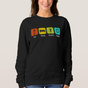 Eat Ssov Smash Repeat Colorful Badminton Tennis T Shirt