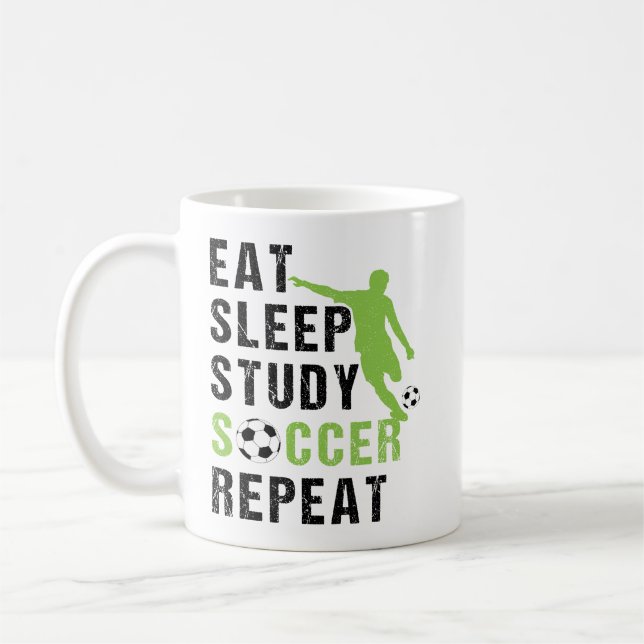 Eat Ssov Study Soccer Upprepa Boy Soccer Player Pl Kaffemugg (Vänster)
