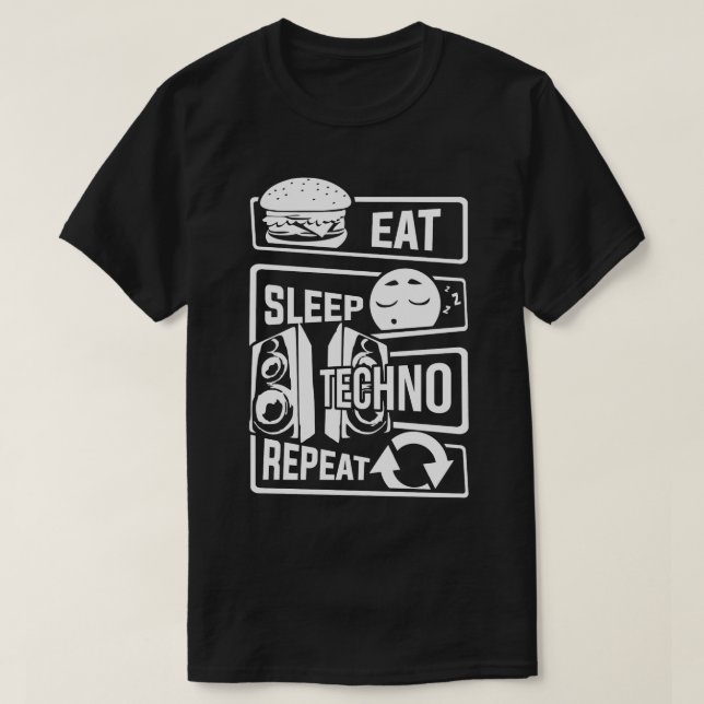 Eat Ssov Techno Repeat Party Electronic Music T Shirt (Design framsida)