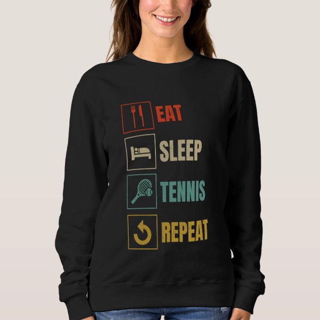 Eat Ssov Tennis Repeat Sports Kärlek Funny Retro V T Shirt (Framsida)