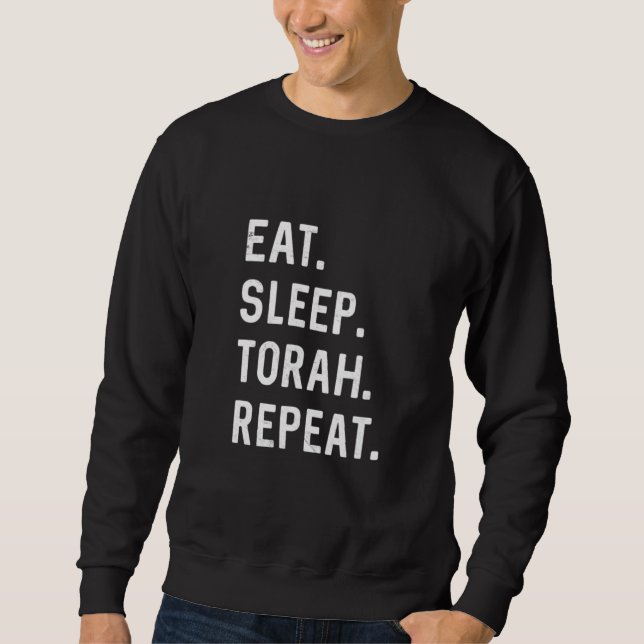 Eat Ssov Torah Repeat Hebrew Jewish Matan Torah S Lång Ärmad Tröja (Framsida)