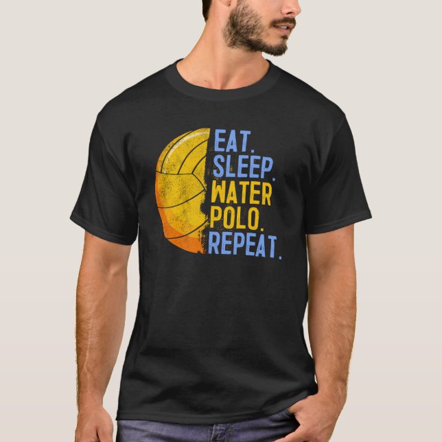 Eat Ssov Vatten Polo Repeat Swimming Sport Humor T Shirt (Framsida)