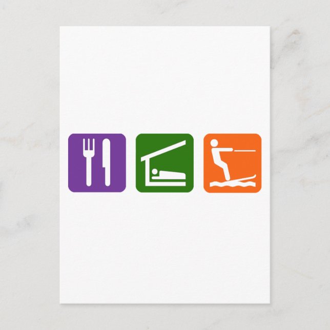 Eat Ssov Vatten Skiing Vykort (Framsida)