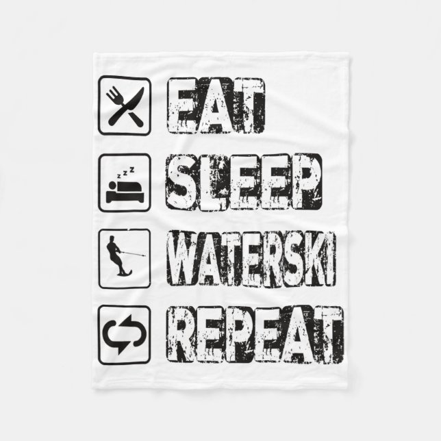 Eat Ssov Waterski Repeat Waterski Vatten Skiing Wa Fleecefilt (Framsidan)